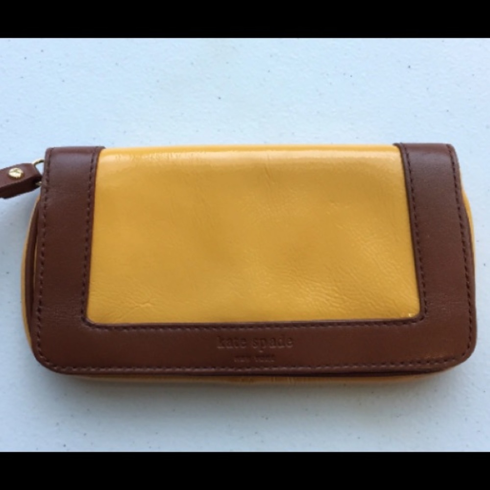 Kate Spade Mustard Yellow Leather Wristlet Clutch